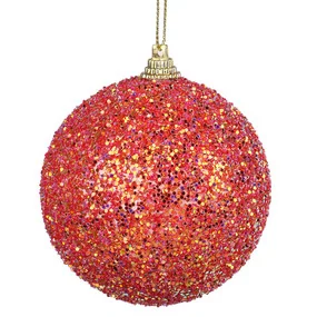Подвеска Сноу Бум шар с декором, лососевый цвет, пластик, 8см