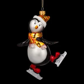 Украшение ErichKrause Decor Пингвин на коньках, 16 см, стекло