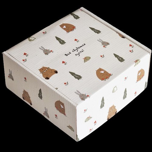 Коробка подарочная, картон с ламинацией, 200х200х100 мм. Коллекция Forest, елочки