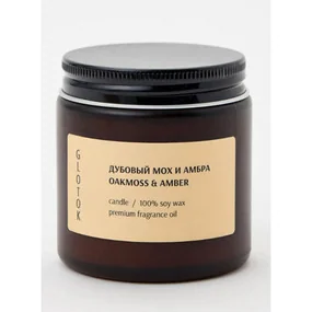 Ароматическая свеча GLOTOK Дубовый мох и амбра, 120 гр