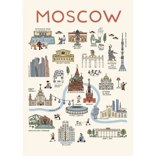 Открытка Туристическая карта Москвы Волковой 90₽