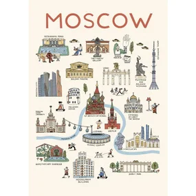 Открытка Туристическая карта Москвы Волковой