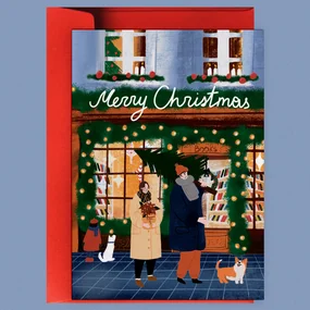 Открытка Пара в книжном