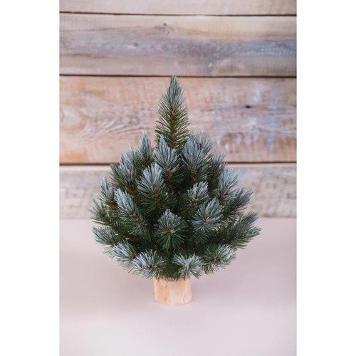 Ель Triumph Tree Женева на деревянной подставке, заснеженная, 30 см