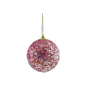 Елочная игрушка шар светлая фуксия, 8 см