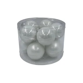 Набор белых стеклянных шаров в прозрачной упаковке, 6 см, 10 штук