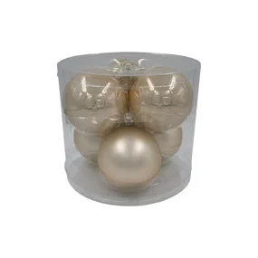 Набор стеклянных шаров в прозрачной упаковке, жемчужный цвет, 8 см, 6 штук
