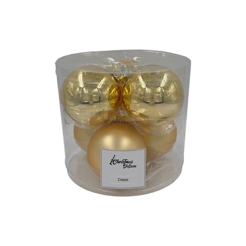 Набор стеклянных шаров в прозрачной упаковке золото 8 см 6 штук 395₽