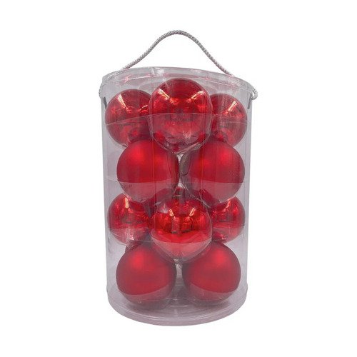 Набор красных стеклянных шаров в прозрачной упаковке 8 см 16 штук 995₽