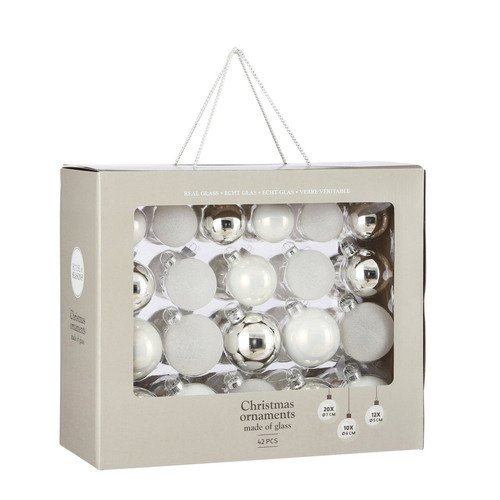 Набор стеклянных шаров в коробке первый снег 42 шт 1495₽