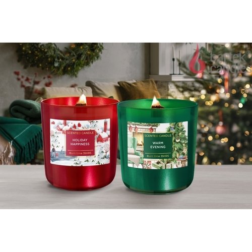 Свеча ароматизированная в стакане BARTEK - Зимнее Время с деревянным фитилем 150 гр 990₽