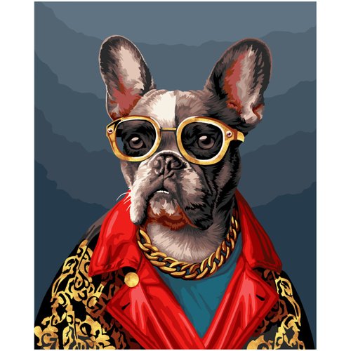 Картина по номерам на холсте Три Совы Бульдог на стиле 4050 с акриловыми красками и кистями 1450₽