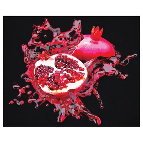 Картина по номерам на черном холсте Три Совы Сочный гранат, 40*50, c акриловыми красками и кистями