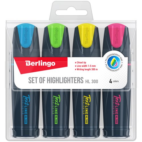 Набор текстовыделителей Berlingo Textline HL300 4 цвета 1-5мм европодвес 480₽