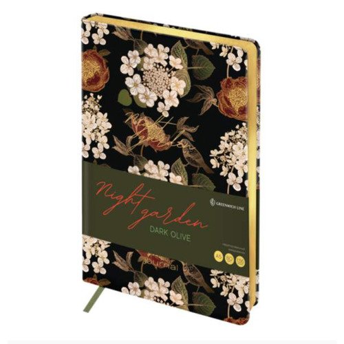 Ежедневник Greenwich Line Night garden. Dark olive недатированный, А5, 136л. Кожзам