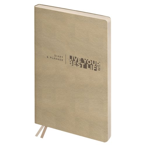 Ежедневник BG Waltz. Beige metallic недатированный, А6+, 136л. мягкий переплет, кожзам, цветной срез