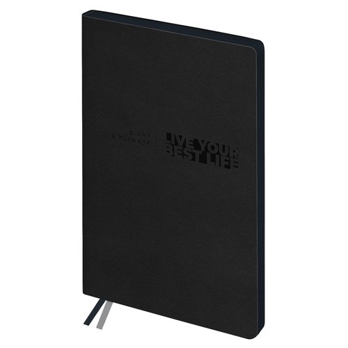 Ежедневник BG Waltz. Black недатированный, А6+, 136л. мягкий переплет, кожзам, цветной срез