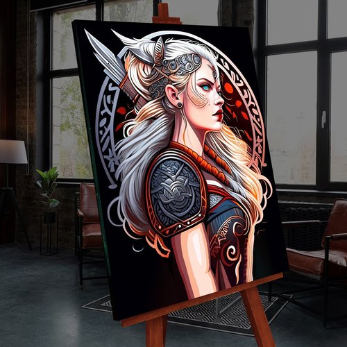 Картина по номерам со светящейся краской 40х50 Валькирия 24 цвета 1500₽