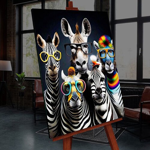 Картина по номерам Полосатая компания черный холст со светящейся краской 40х50 см 1600₽