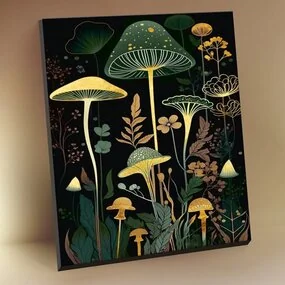 Картина по номерам Магический лес, черный холст с поталью, 40х50 см