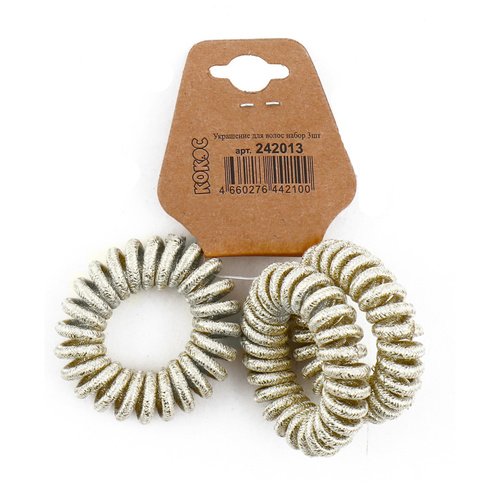 Украшение для волос Кокос Пружинка набор 3 шт золото 4 см 64₽