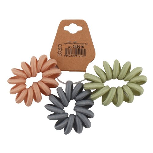 Украшение для волос Кокос Пружинка набор 3 шт ассорти 3 цвета 45 см 232₽