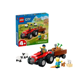 Конструктор Красный трактор с прицепом и овцами CITY 60461