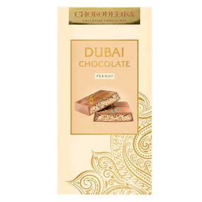 Шоколад молочный Chokodelika Dubai peanut с начинкой из арахиса, 180 грамм