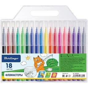 Фломастеры Berlingo Жил-был кот, 18 цветов, смываемые, блистер