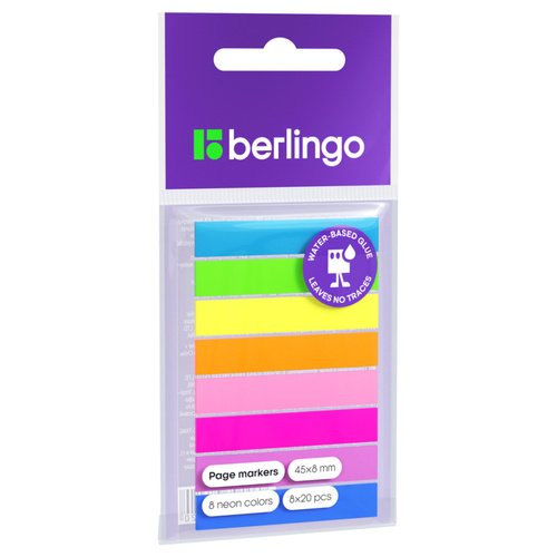 Флажки-закладки Berlingo 45 8 мм 20 листов 8 неоновых цветов 220₽