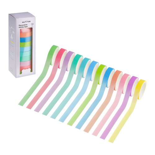 Набор клейких декоративных лент Meshu Macaron 12 штук бумажный бокс 370₽