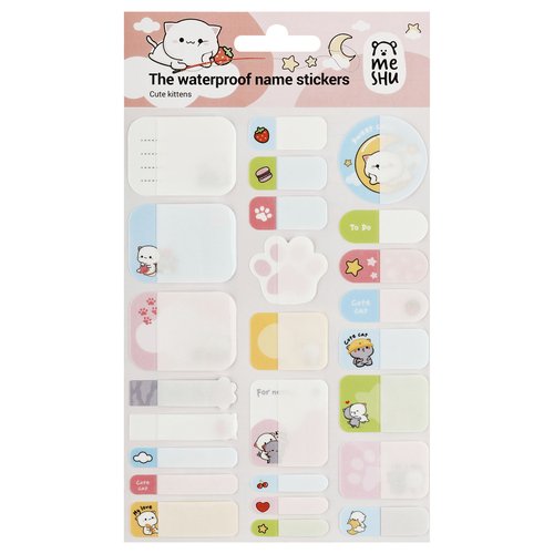 Наклейки бумажные для маркировки Meshu Cute kittens, 11,5 * 20 см, пакет европодвес