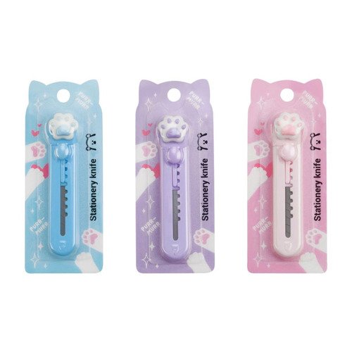 Нож канцелярский 9мм Meshu Paw блистер европодвес ассорти 180₽