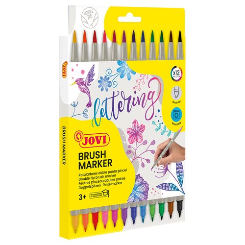 Набор двухсторонних маркеров-кистей JOVI Lettering 12 цветов на водной основе кистьпулевидный 1500₽