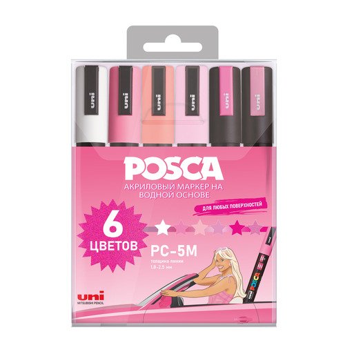 Набор маркеров POSCA PC-5M Кукла в пластиковой упаковке 6 шт 1153₽
