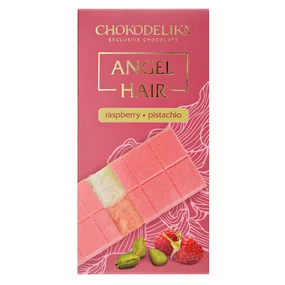 Шоколад белый Angel hair с начинкой малина-фисташка 150г