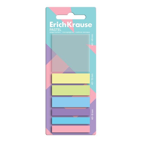 Клейкие закладки пластиковые Pastel 45x45 мм 45x12 мм 45x8 мм 140 листов 7 цветов 220₽