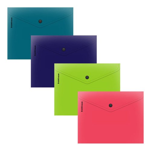 Папка-конверт на кнопке пластиковая Soft Reef А5 непрозрачный ассорти в пакете по 12 шт 80₽