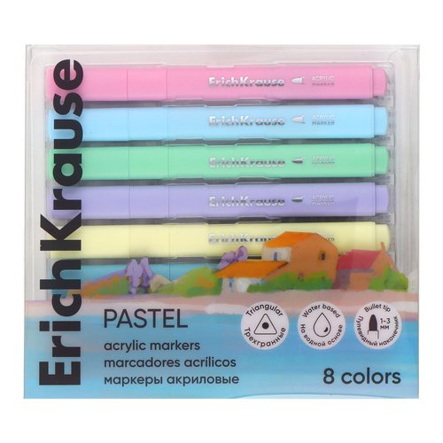 Маркеры акриловые Art Spirit Pastel c пулевидным наконечником 8 цветов 600₽
