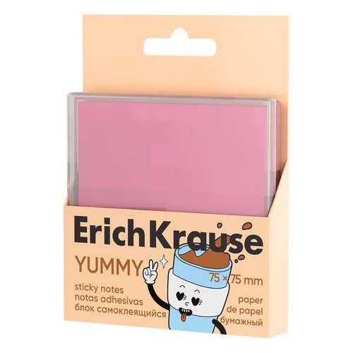Блок самоклеящийся бумажный Yummy 75х75 мм 80 листов розовый 350₽