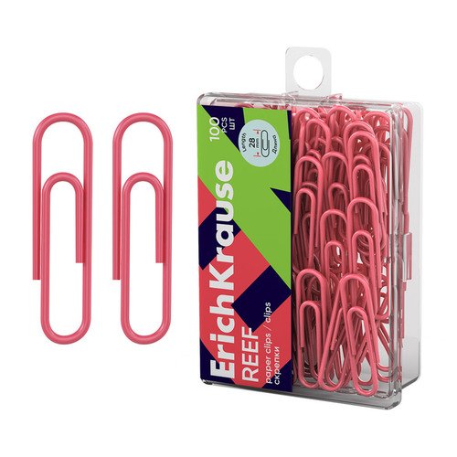 Скрепки металлические с виниловым покрытием Reef 28мм коралловый 100 шт 210₽