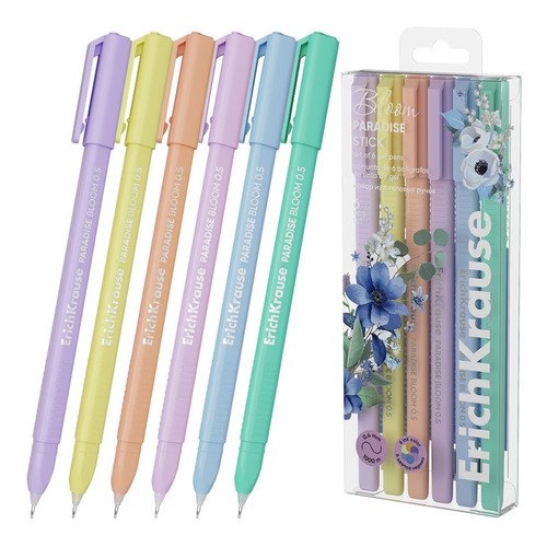 Набор из 6 ручек гелевых Paradise Stick Pastel Bloom 05 цвет чернил ассорти 580₽