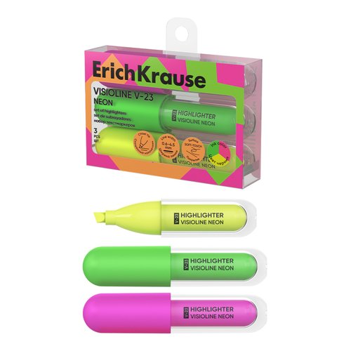 Набор из 3 текстмаркеров ErichKrause Visioline V-23 Neon 350₽