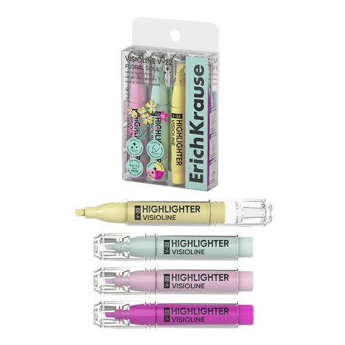 Набор из 4 текстмаркеров ErichKrause Visioline V-22 Floral Sou 950₽