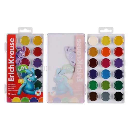 Краски акварельные ErichKrause Jolly Friends 18 цветов 350₽