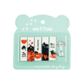 Флажки-закладки Meshu Cute kitten пластиковые с дизайном, 45х12 мм, 20л х 5 цветов, пакет с евро подвесом