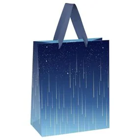 Пакет подарочный 11х14х6,5см MESHU Star rain, фольга, матовая ламинация