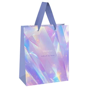 Пакет подарочный 18х23х10см MESHU Diamond,  голографическая ламинация