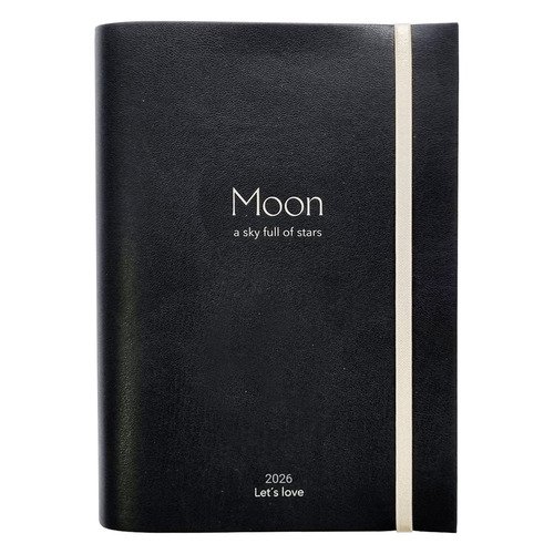 Ежедневник датированный 2026 Infolio 140x200 мм 352 стр мягкий переплет с резинкой Universe черный 1100₽