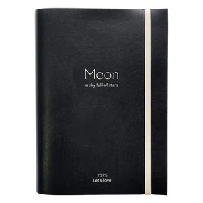 Ежедневник, датированный 2026, Infolio, 140x200 мм, 352 стр., мягкий переплет с резинкой, Universe, черный